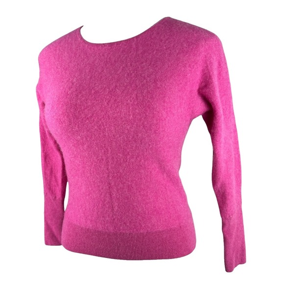 Tahari 100% 2-Ply Cashmere Women's Small Pink Long Sleeve Pullover Crew Sweater - Picture 4 of 14